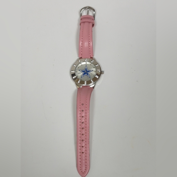 Dalass Cowboys Ladies Pink Leather Band Watch 7.5" Fit - Picture 1 of 9